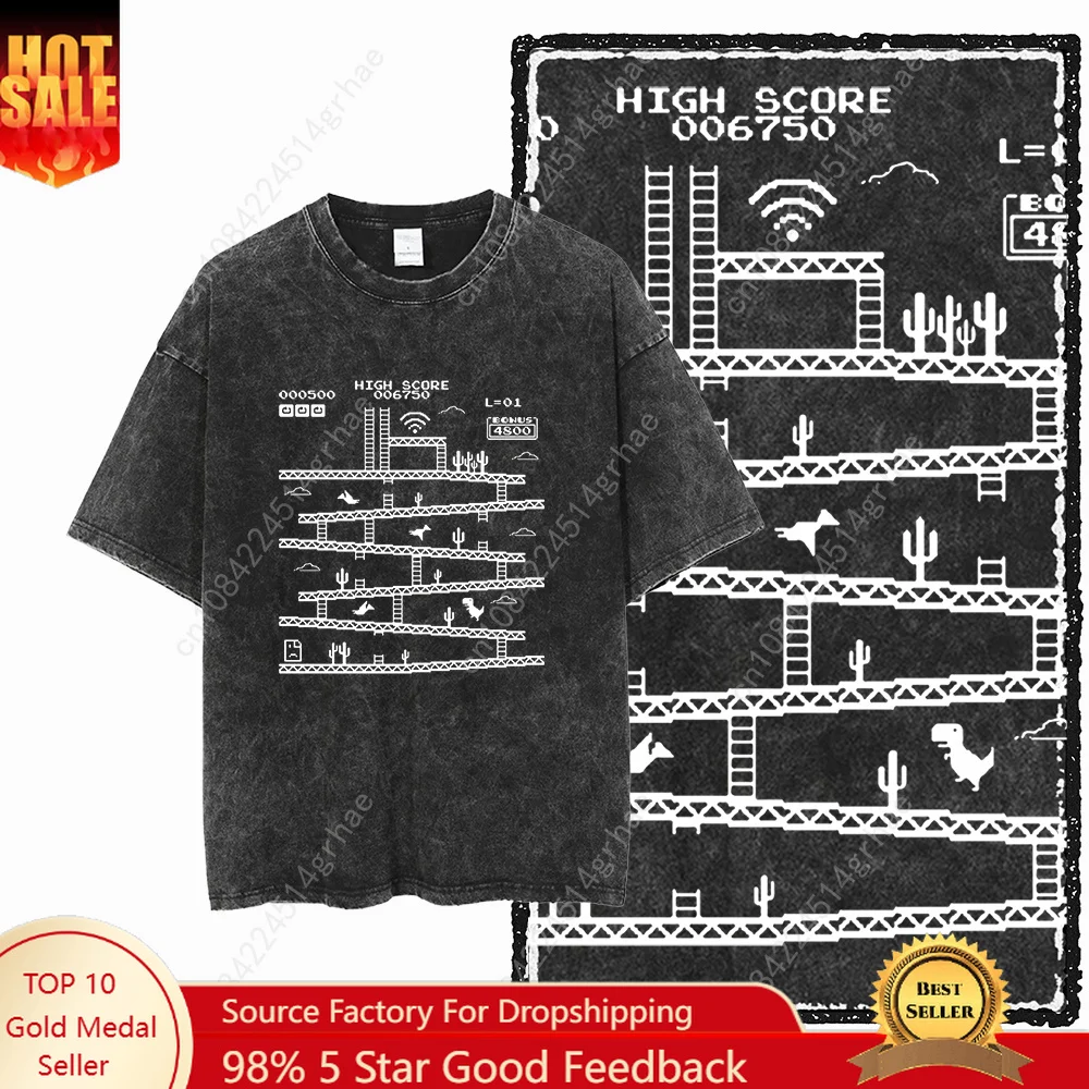 Tee Graphic Print - ZH DINO GAME THEME Printed Cotton