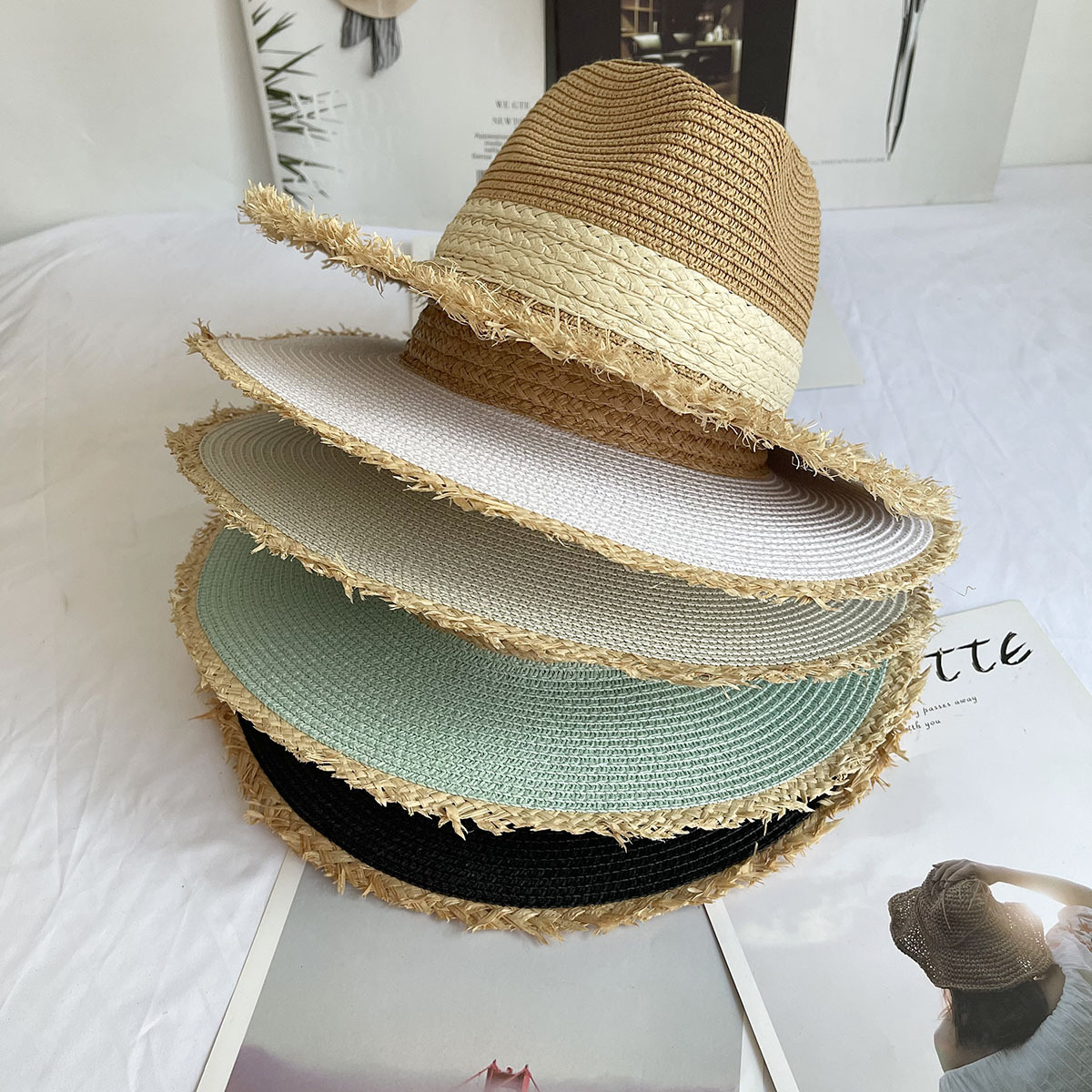 Fringed Brim Panama Hat Wide B – Bucket Hat Straw recenzja i cena
