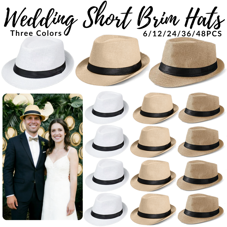 6-48PACK Wedding Straw Fedora  – Bucket Hat Straw recenzja i cena