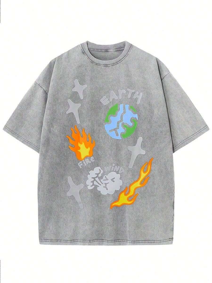 Oversized Denim Cotton T-Shirt – Tee Graphic Print recenzja i cena