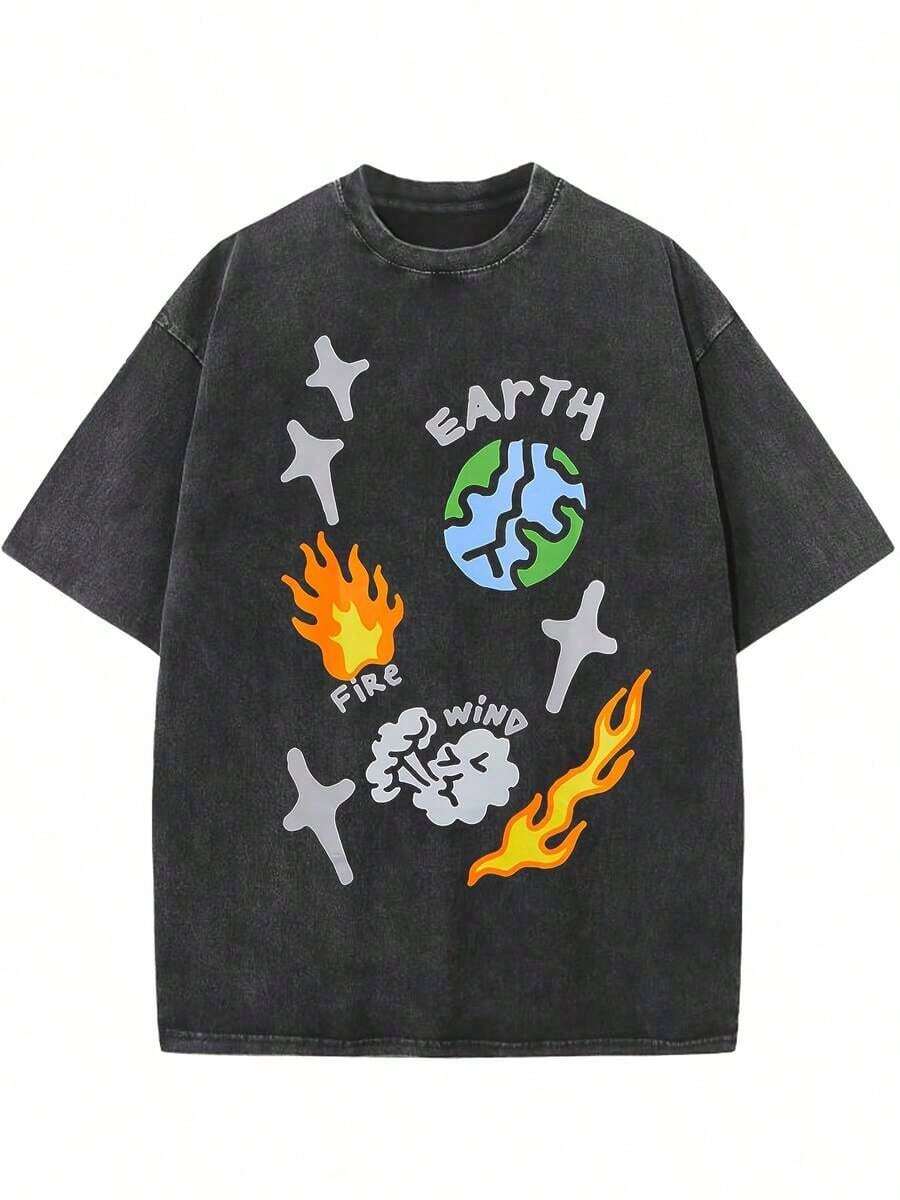 Oversized Denim Cotton T-Shirt – Tee Graphic Print recenzja i cena