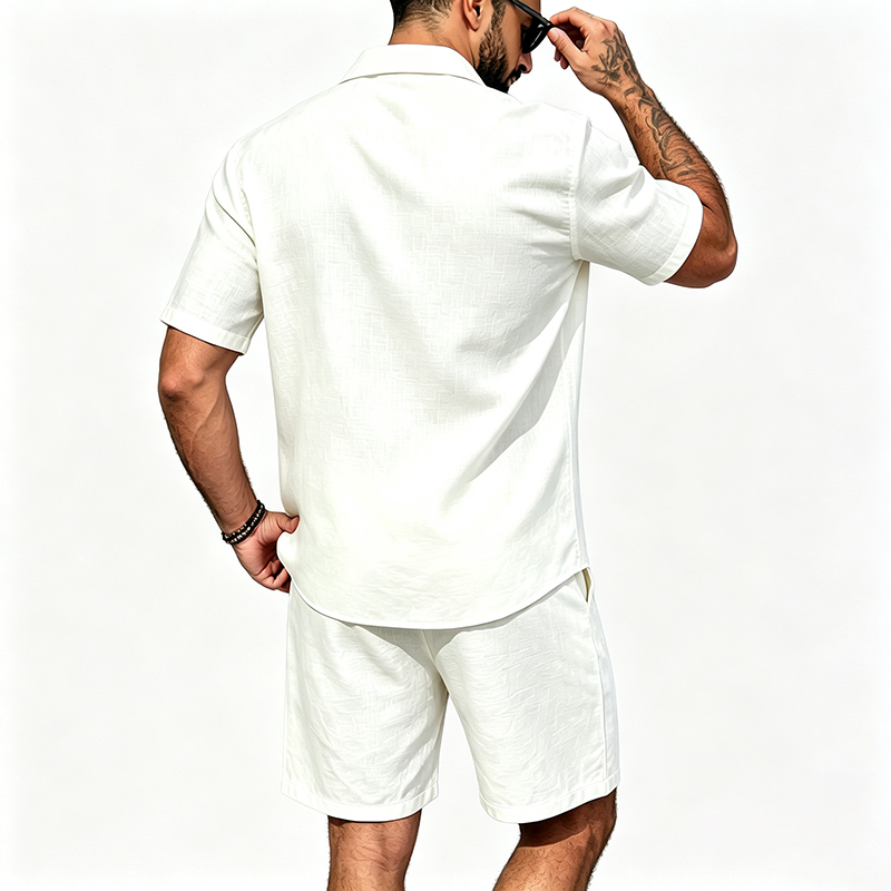 Men Linen Two Piece Outfit Sho – Linen Shirt Breathable recenzja i cena