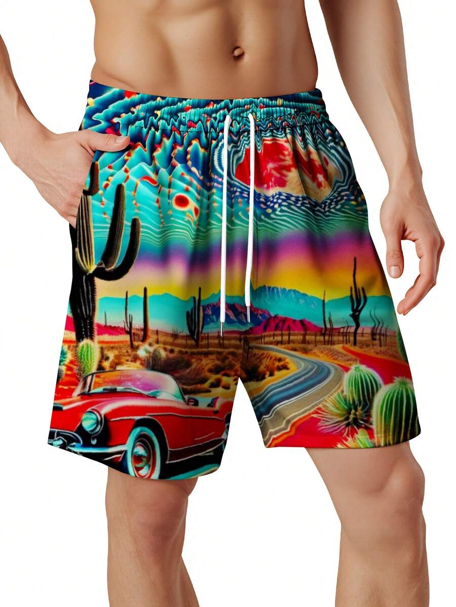 Mens Desert Scene Swim Trunks  – Swim Trunk Quick Dry recenzja i cena
