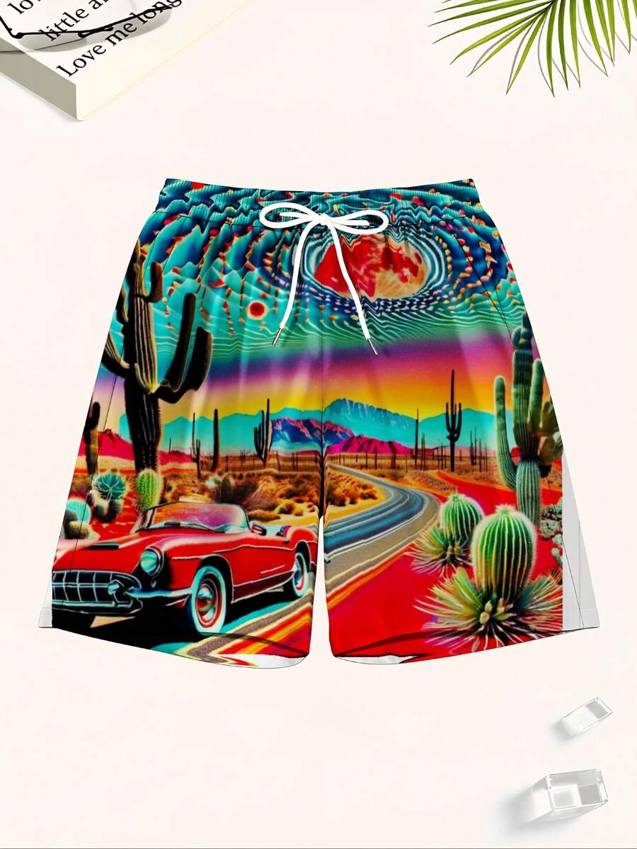 Mens Desert Scene Swim Trunks  – Swim Trunk Quick Dry recenzja i cena
