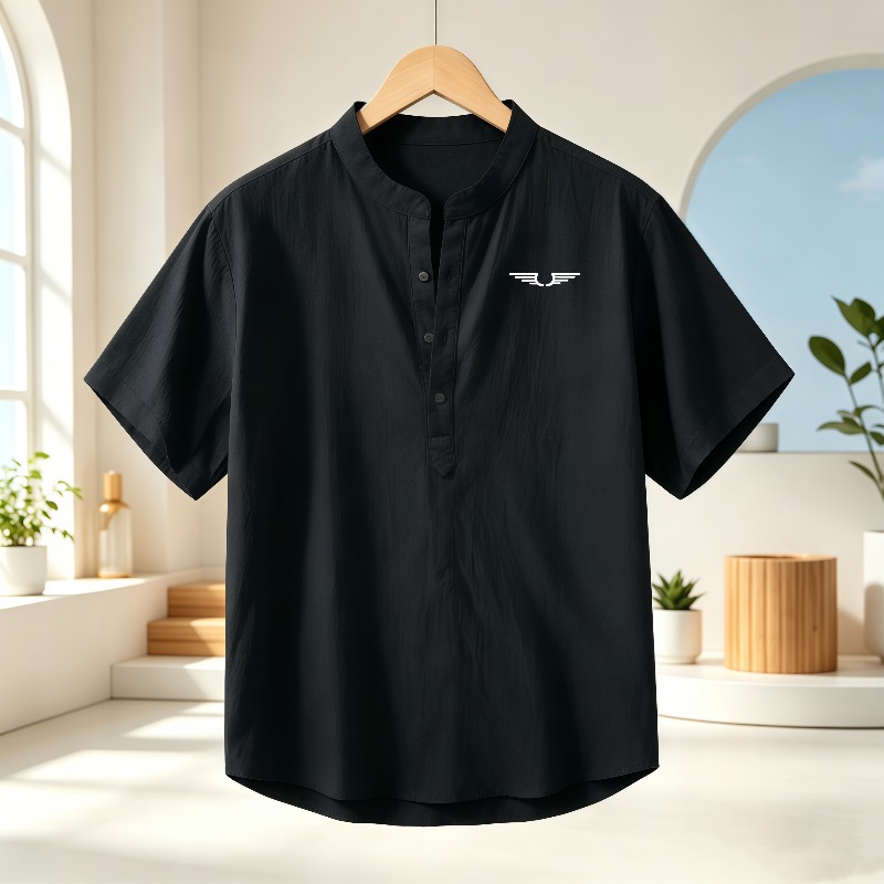 Men's cotton and linen Henley  – Linen Shirt Breathable recenzja i cena