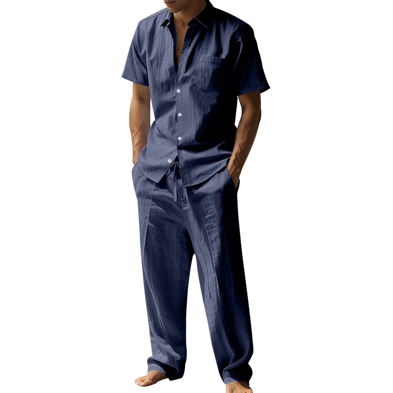 Summer Linen Lapel Short-Sleev – Short Linen Drawstring recenzja i cena
