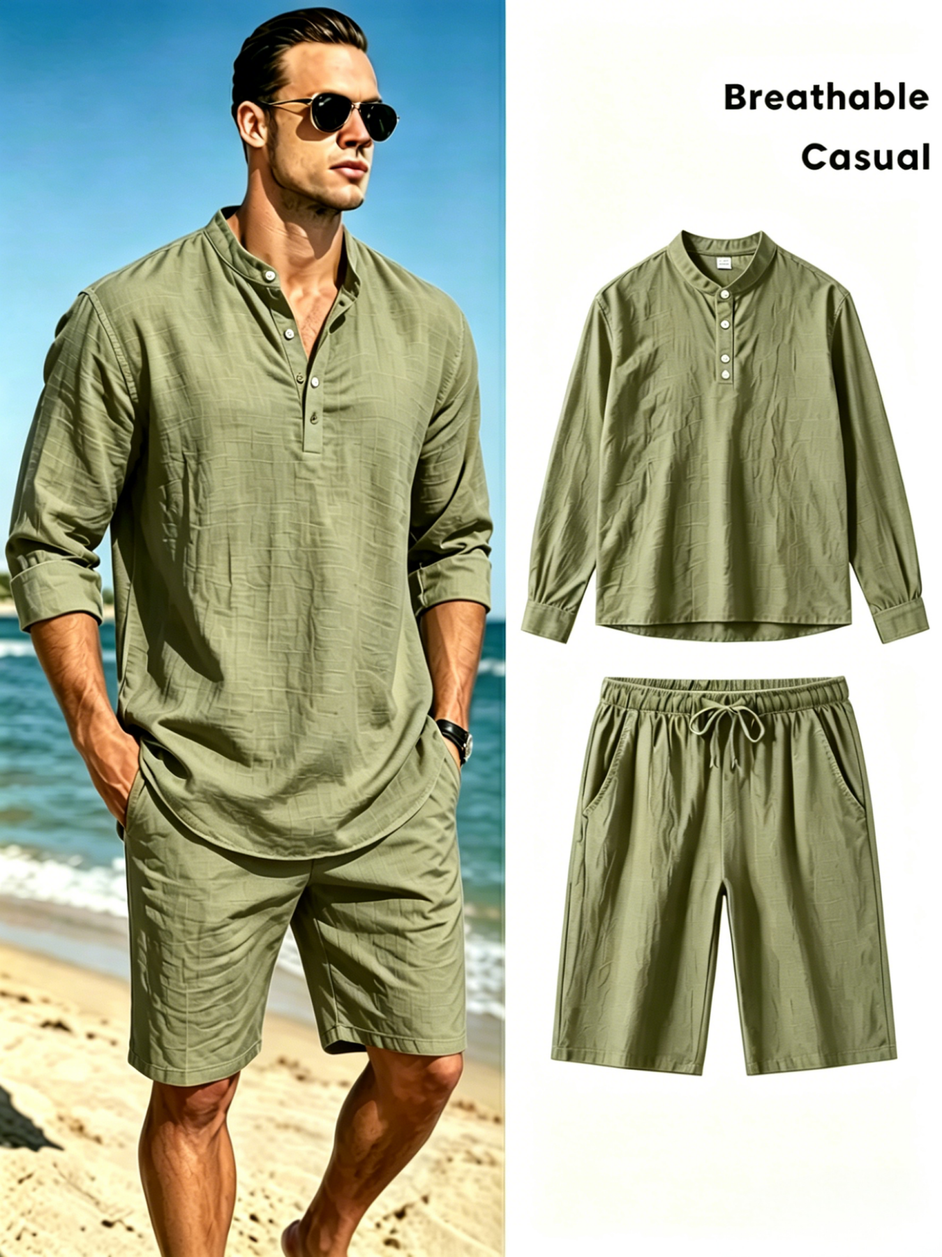 Men's Cotton Linen Henley Shir – Linen Shirt Breathable recenzja i cena