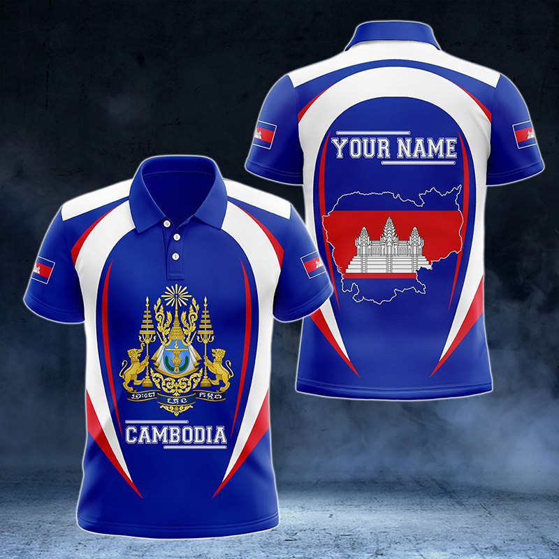 Custom Name Cambodia Flag Grap – Shirt Camp Collar recenzja i cena