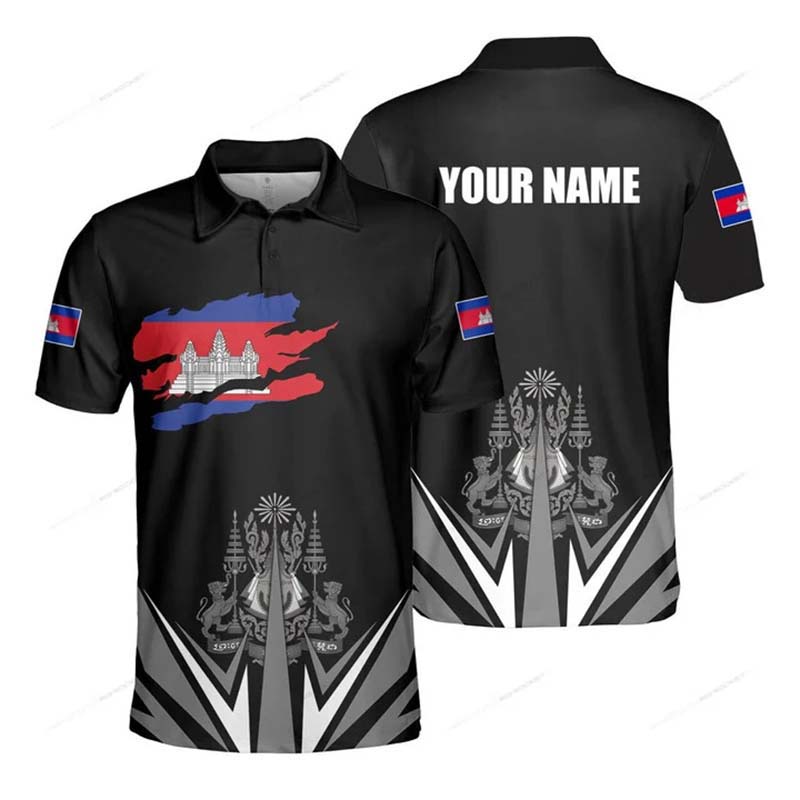 Custom Name Cambodia Flag Grap – Shirt Camp Collar recenzja i cena