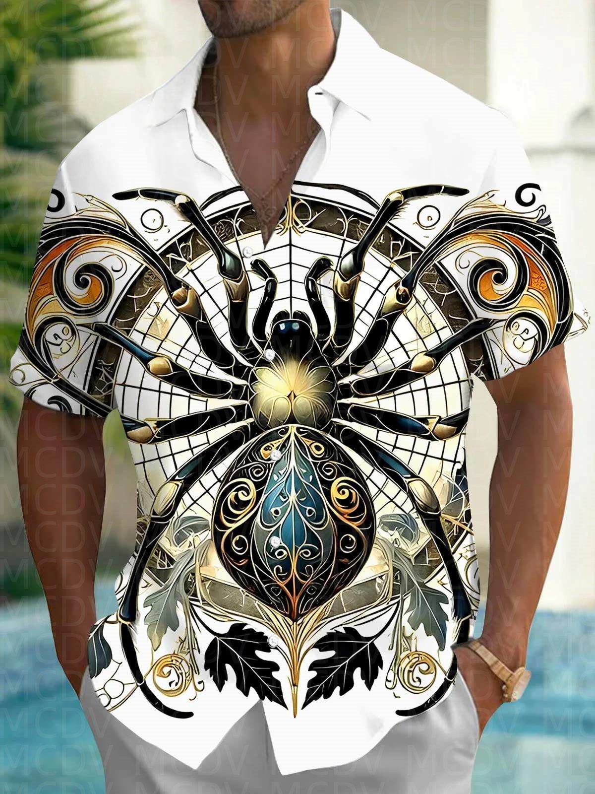 Bird Pattern Men's Hawaiian Sh – Shirt Camp Collar recenzja i cena