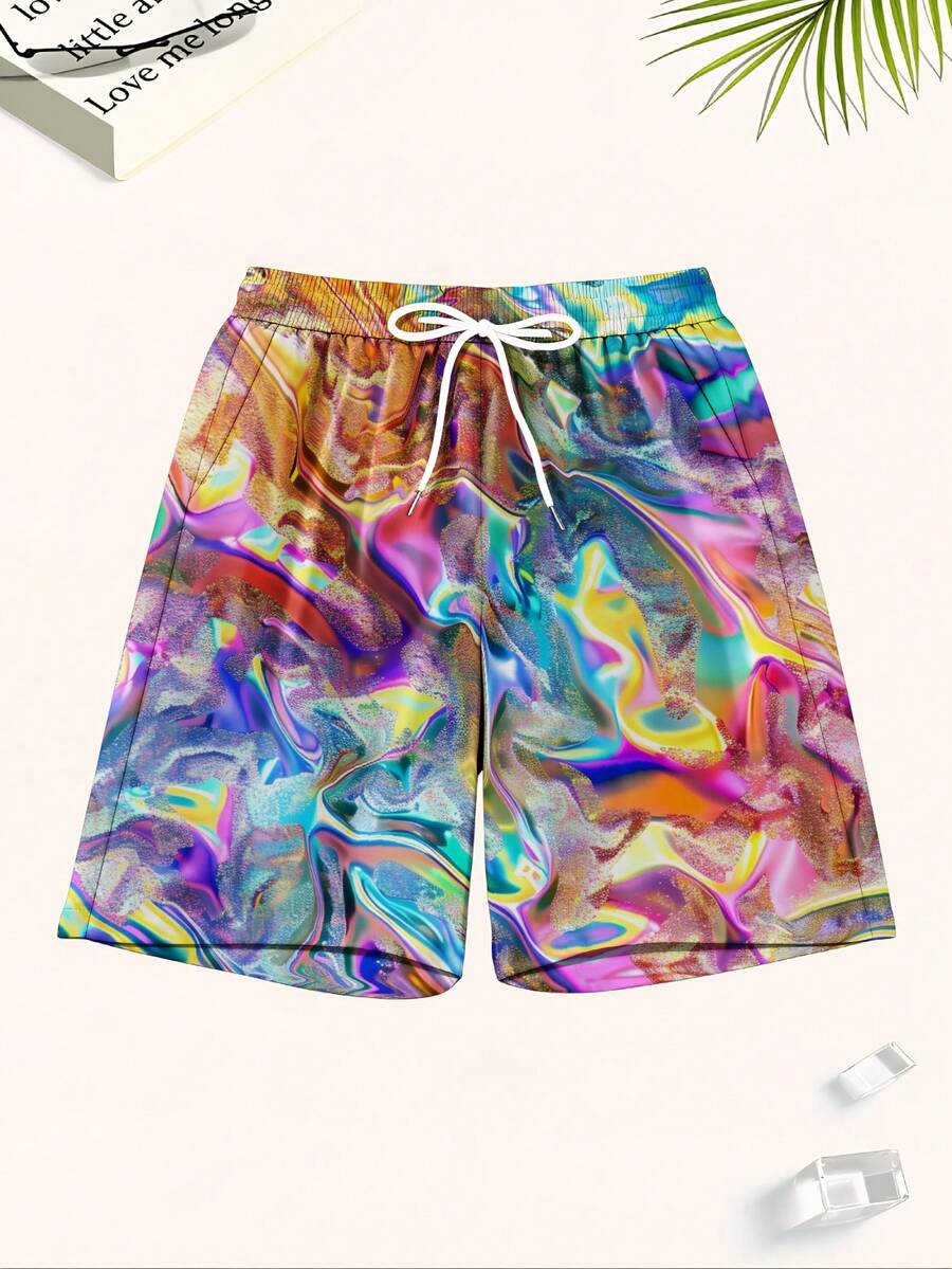 Mens Colorful Abstract Print Q – Swim Trunk Quick Dry recenzja i cena