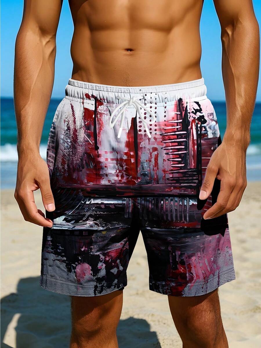 Mens Abstract Print Beach Shor – Swim Trunk Quick Dry recenzja i cena