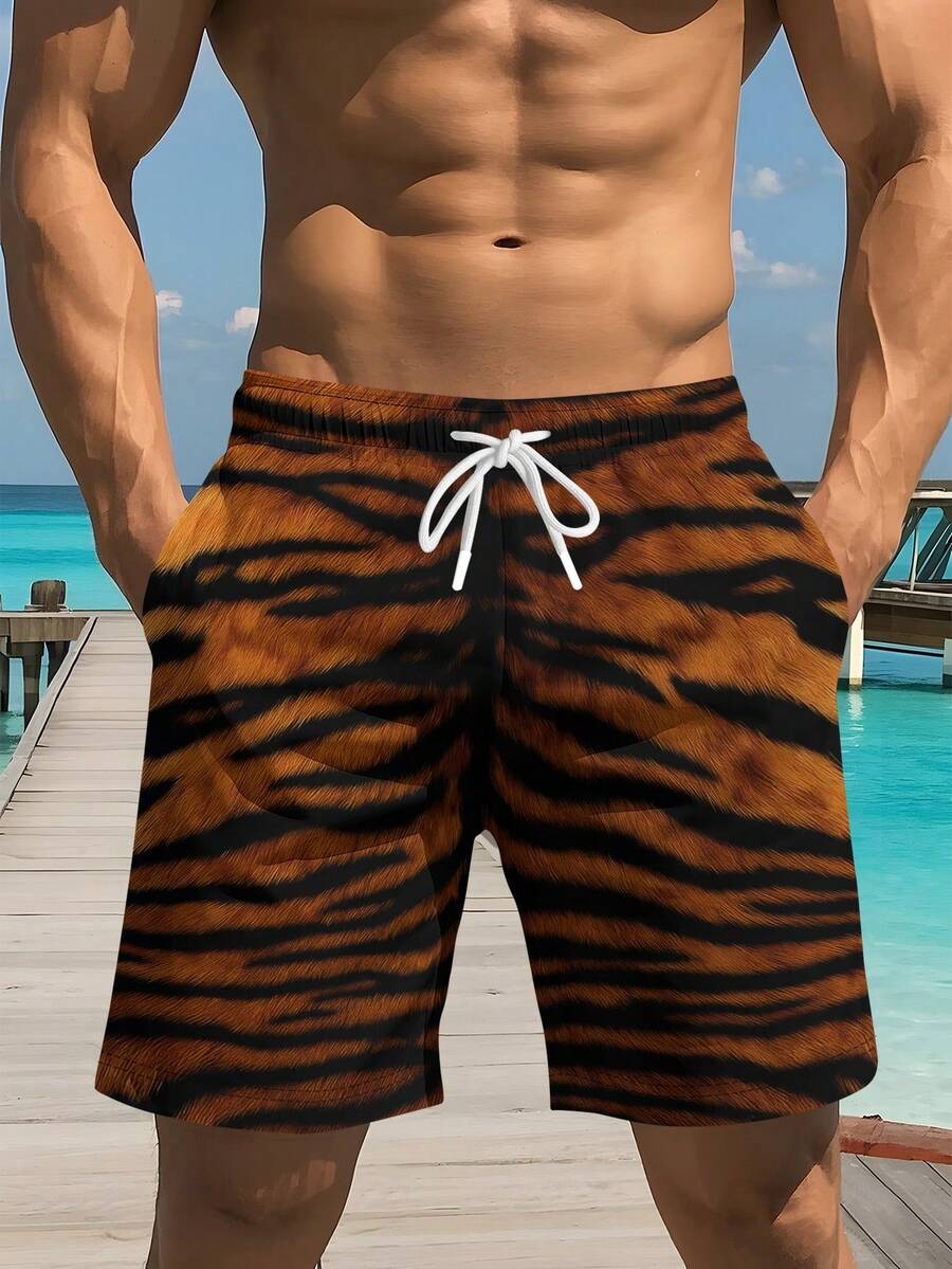 Mens Bold Tiger Stripe Swim Tr – Swim Trunk Quick Dry recenzja i cena
