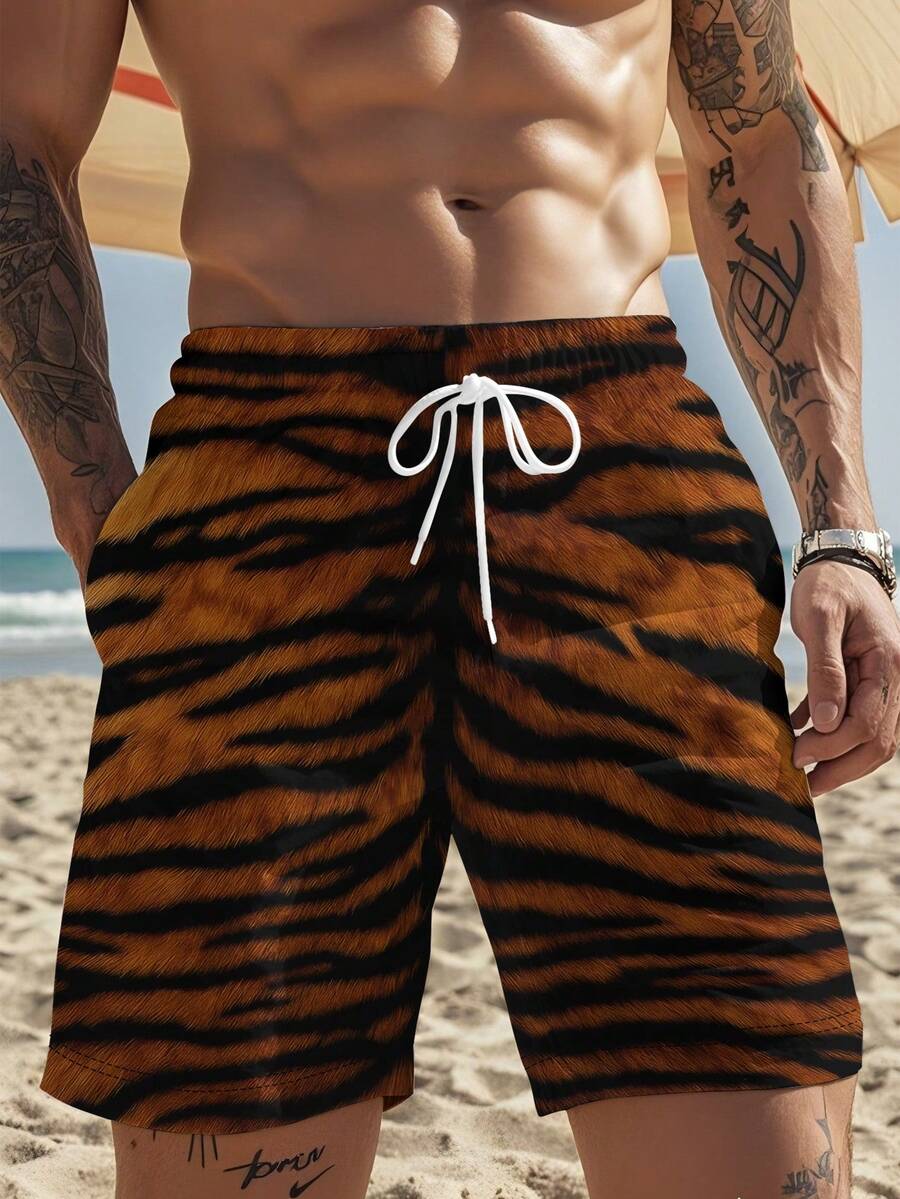 Mens Bold Tiger Stripe Swim Tr – Swim Trunk Quick Dry recenzja i cena