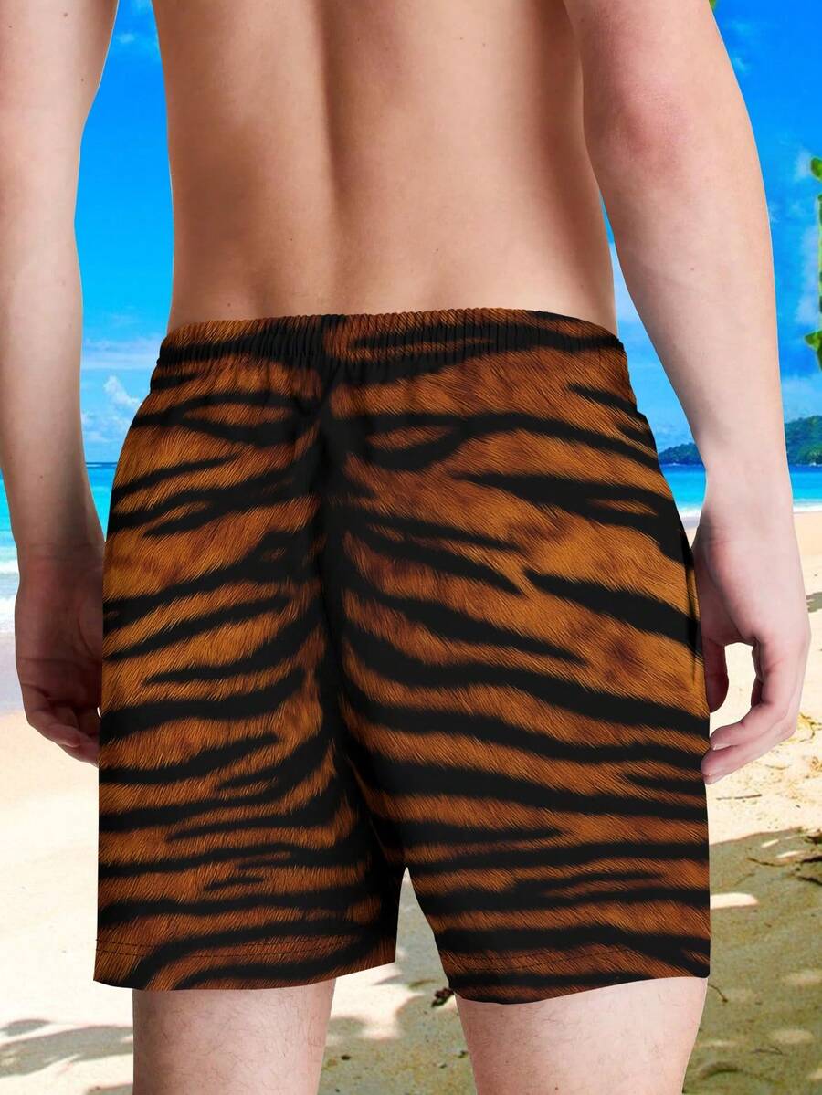 Mens Bold Tiger Stripe Swim Tr – Swim Trunk Quick Dry recenzja i cena