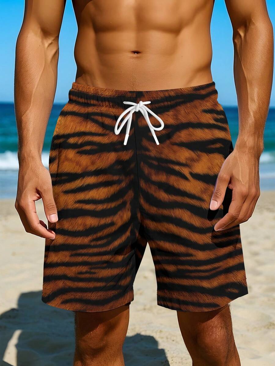 Mens Bold Tiger Stripe Swim Tr – Swim Trunk Quick Dry recenzja i cena