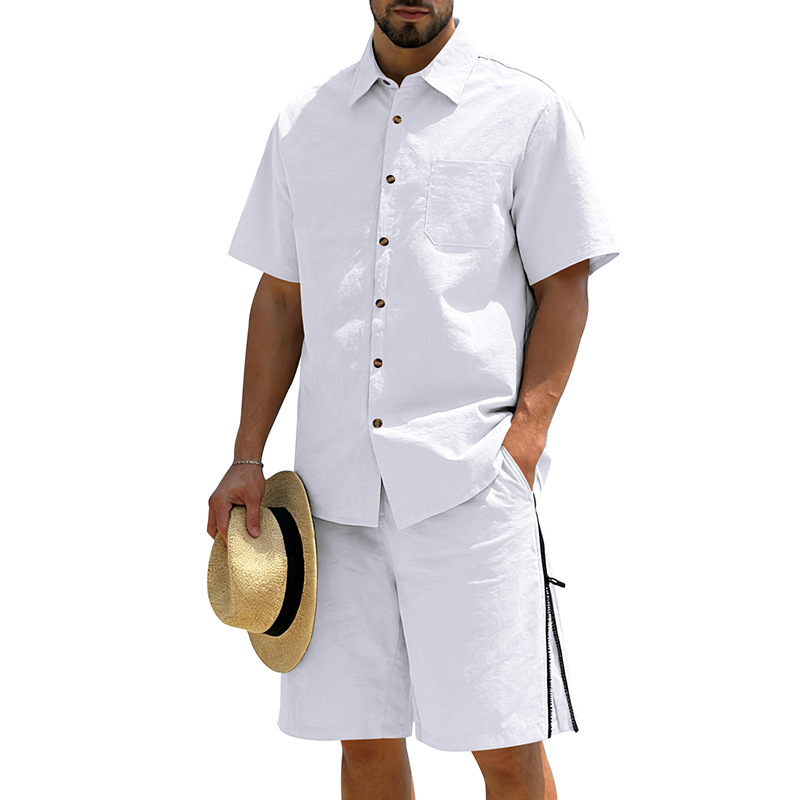 Men's Casual Cotton Linen 2 Pi – Short Linen Drawstring recenzja i cena