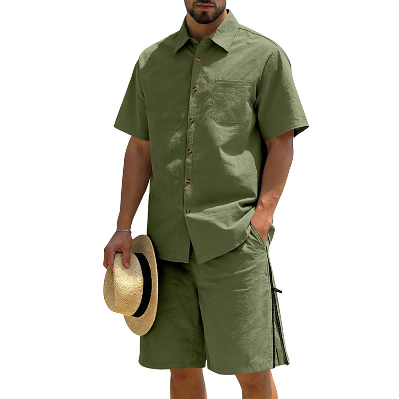 Men's Casual Cotton Linen 2 Pi – Short Linen Drawstring recenzja i cena