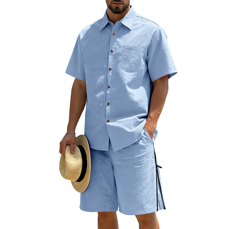 Men's Casual Cotton Linen 2 Pi – Short Linen Drawstring recenzja i cena