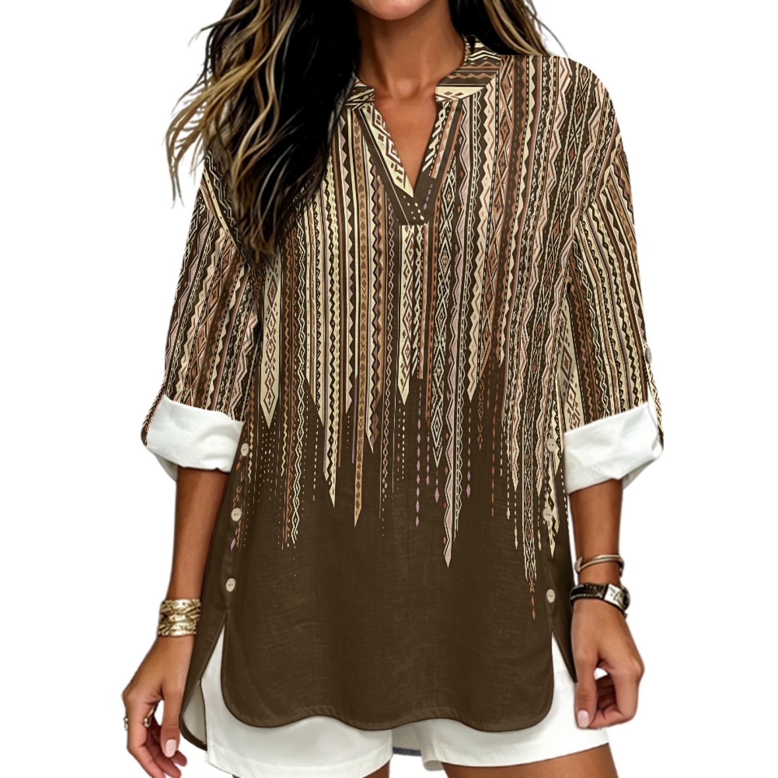 INSTANTARTS Women'S Linen V-Ne – Linen Shirt Breathable recenzja i cena