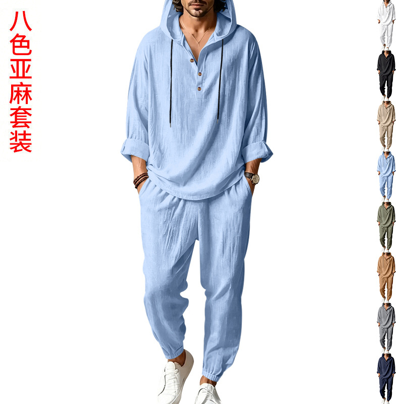 Men's Summer Linen 2 Piece Set – Short Linen Drawstring recenzja i cena
