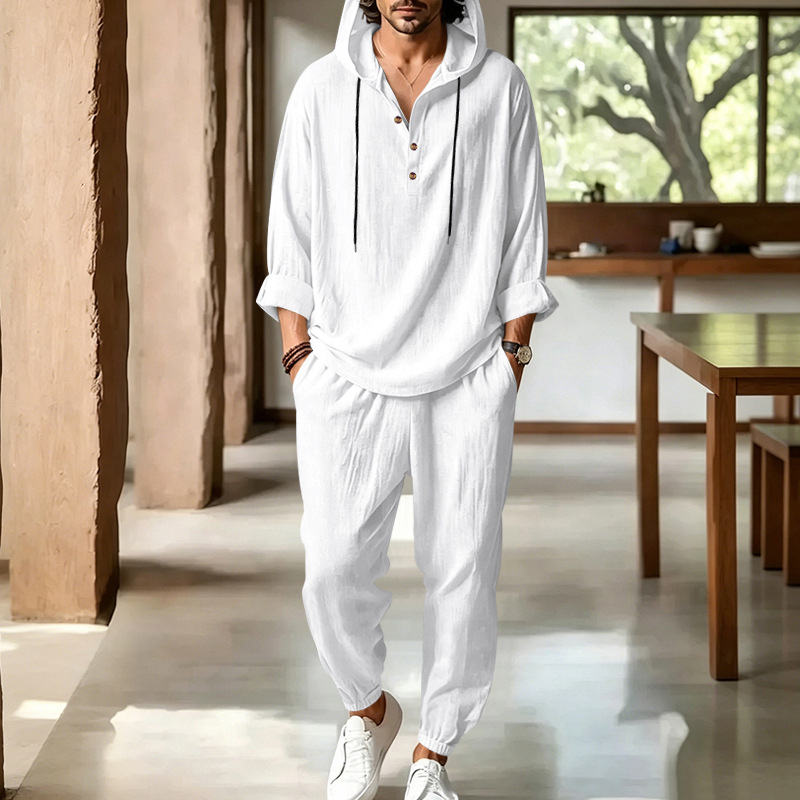Men's Summer Linen 2 Piece Set – Short Linen Drawstring recenzja i cena
