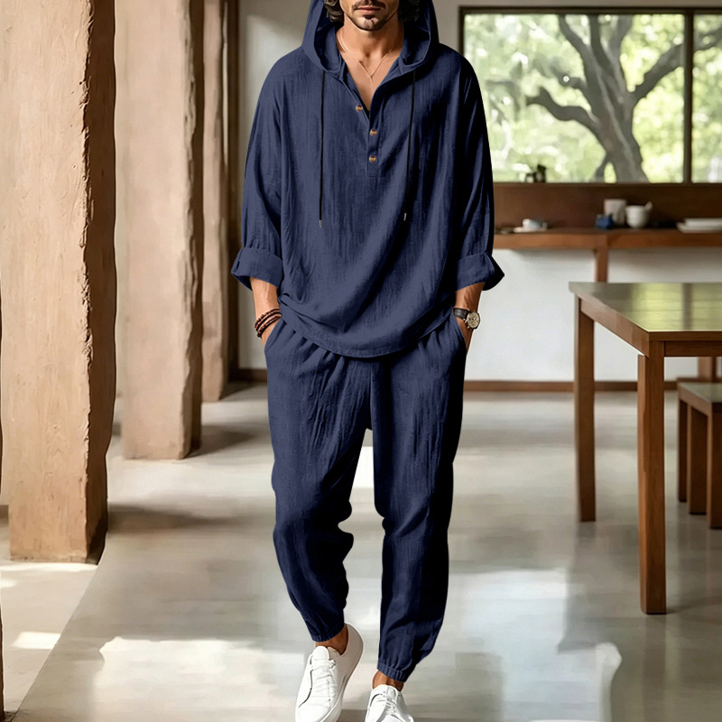 Men's Summer Linen 2 Piece Set – Short Linen Drawstring recenzja i cena