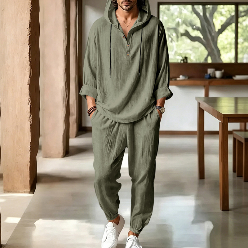 Men's Summer Linen 2 Piece Set – Short Linen Drawstring recenzja i cena