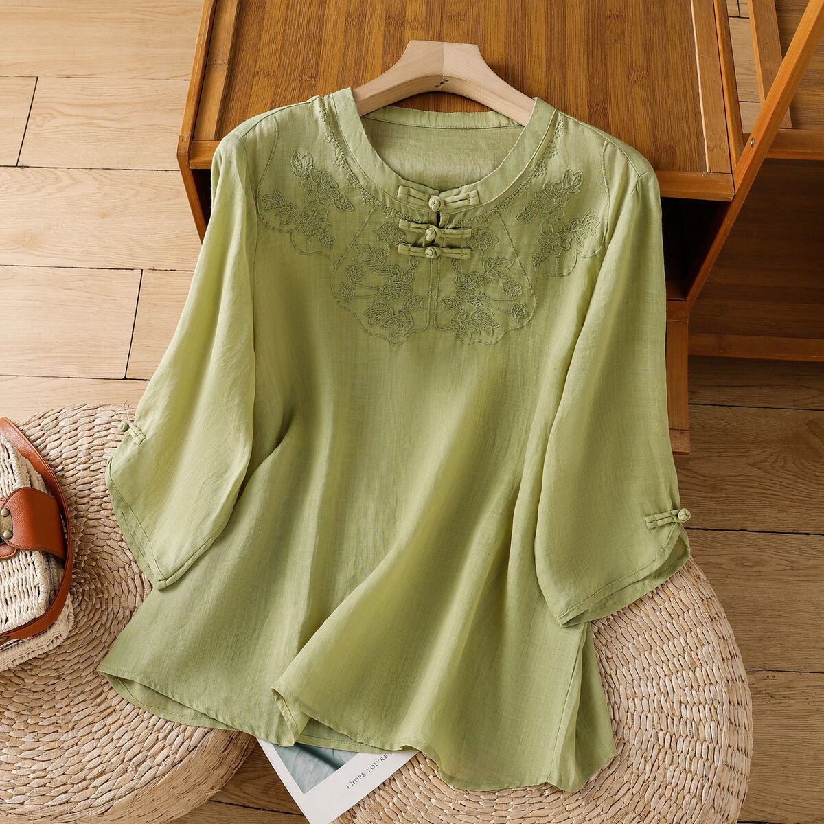 Chinese Style Round Collar But – Shirt Camp Collar recenzja i cena