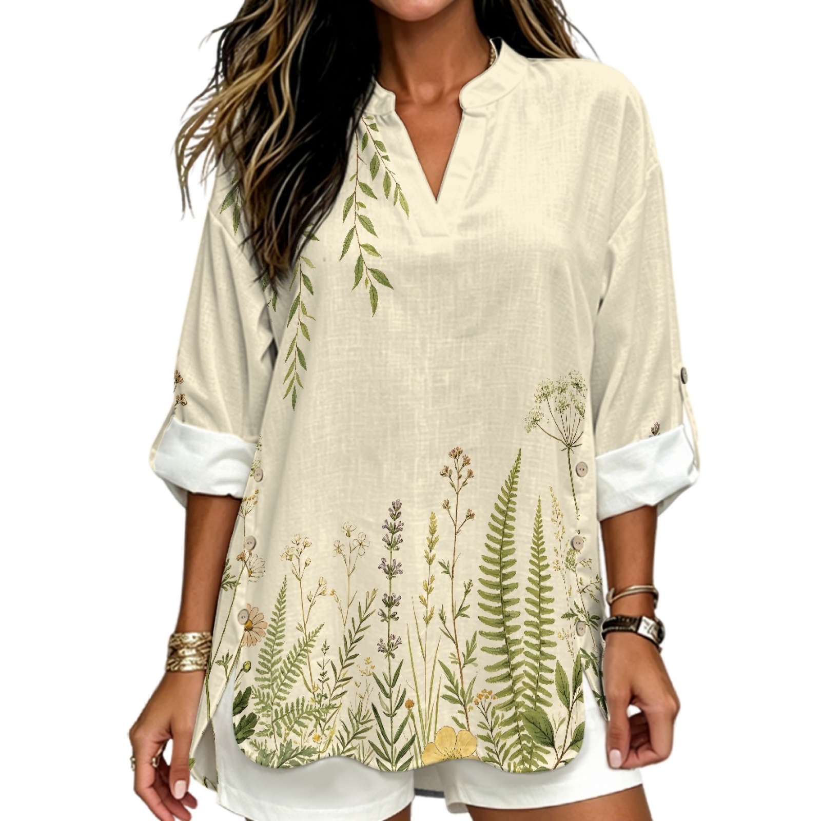 INSTANTARTS Women'S Linen V-Ne – Linen Shirt Breathable recenzja i cena
