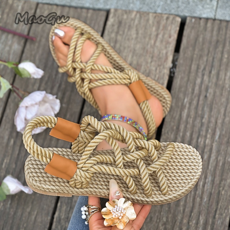 Women's Braided Rope Flat Sand – Espadrille Slip On recenzja i cena