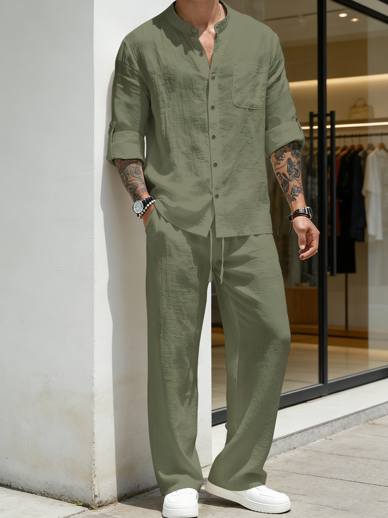 Suit Loose Linen Long Sleeve S – Linen Shirt Breathable recenzja i cena