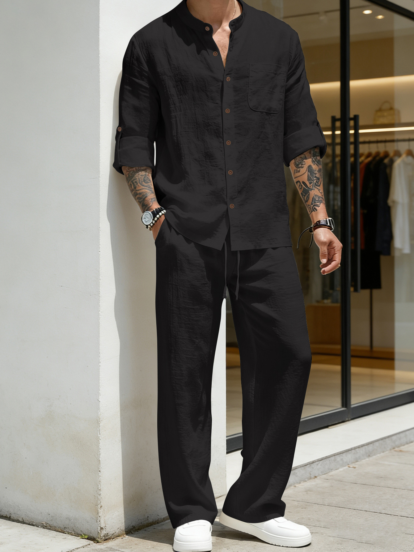 Suit Loose Linen Long Sleeve S – Linen Shirt Breathable recenzja i cena