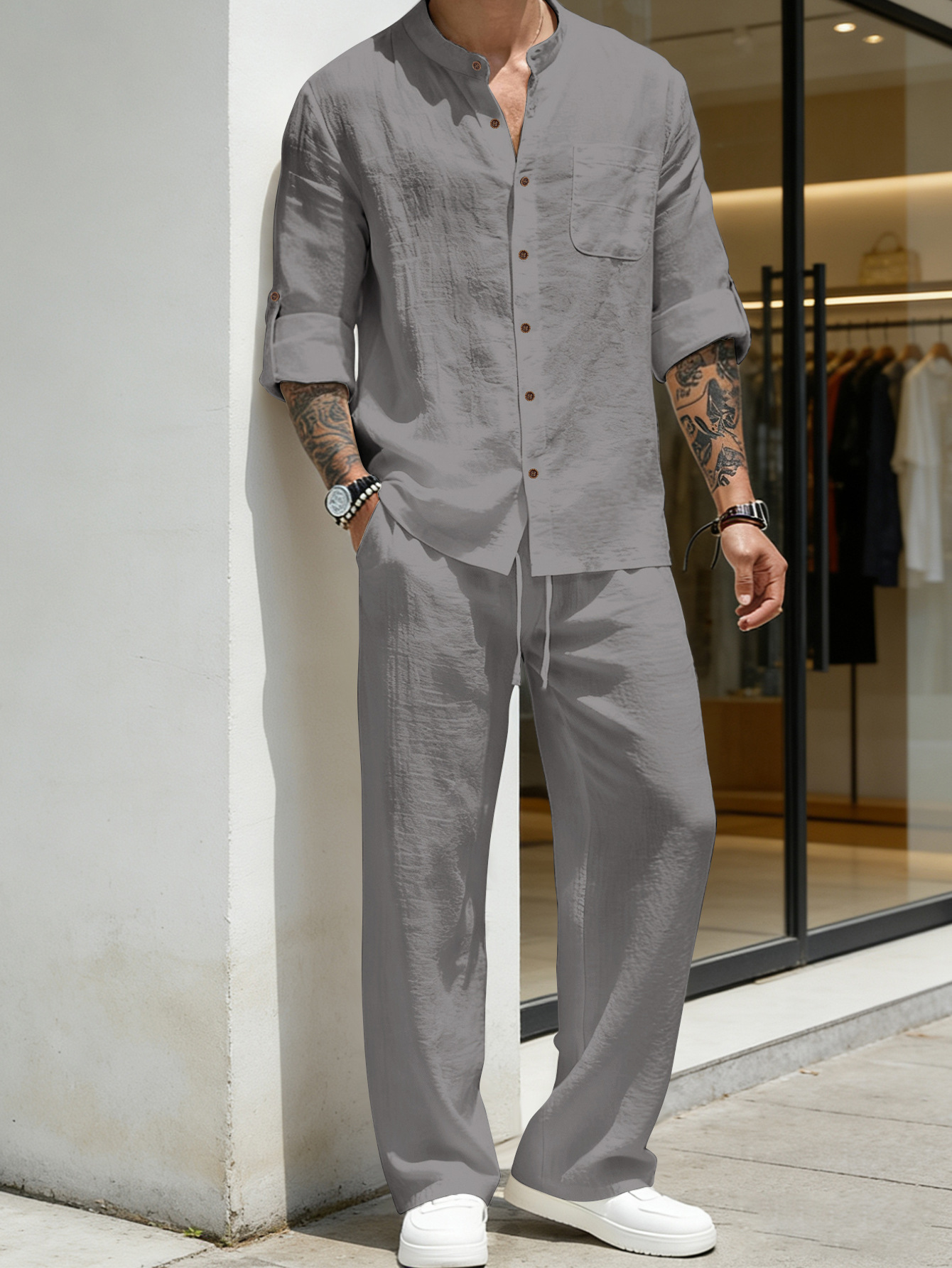 Suit Loose Linen Long Sleeve S – Linen Shirt Breathable recenzja i cena