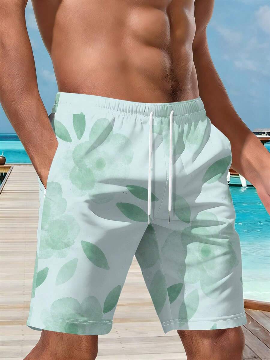 Mens Floral Print Beach Shorts – Swim Trunk Quick Dry recenzja i cena