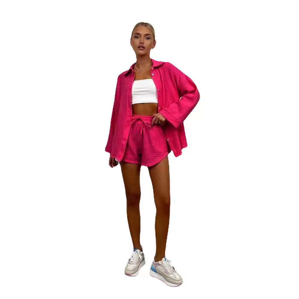 Three Piece Short Sets Women S – Short Linen Drawstring recenzja i cena