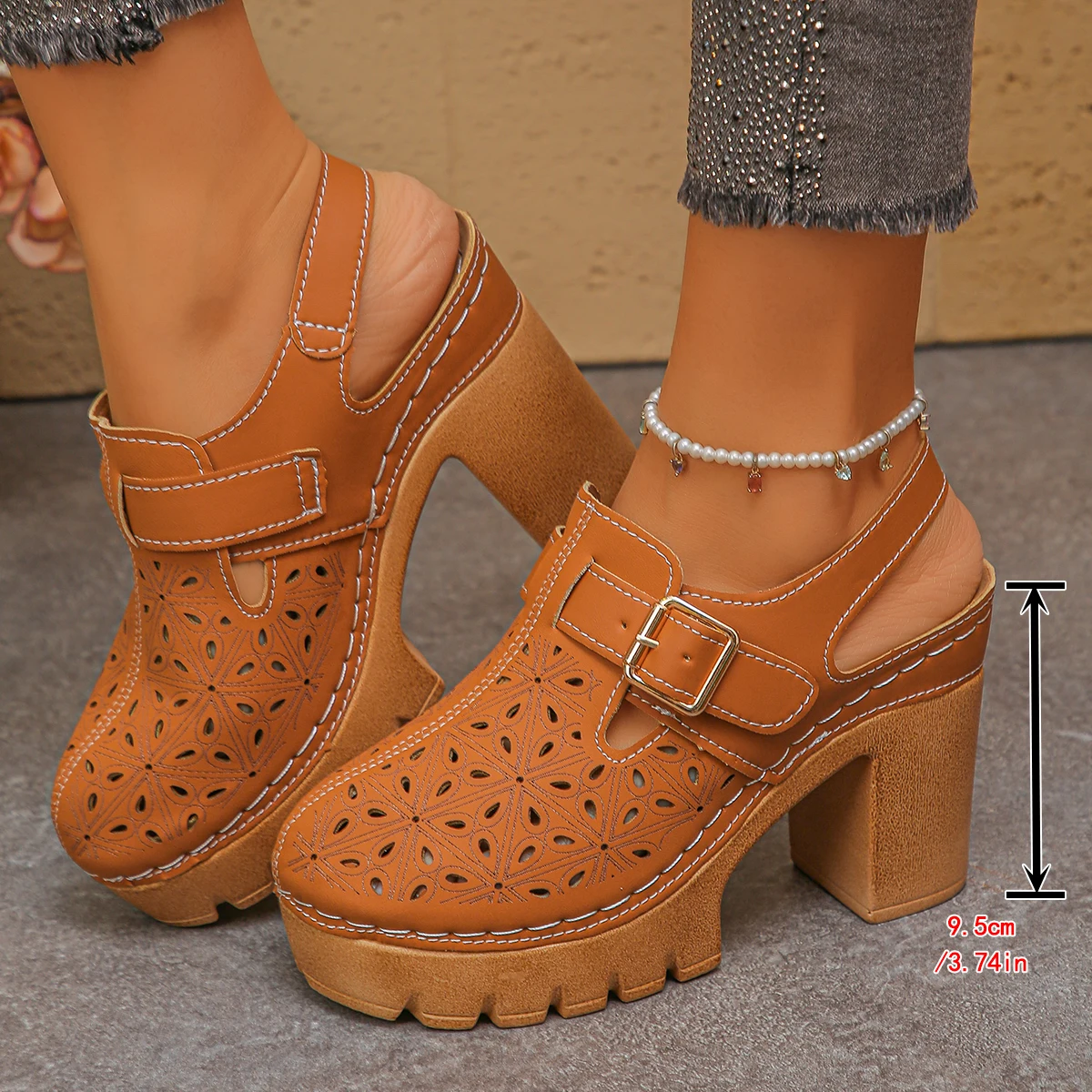 Large Size Women's Thick Heel  – Casual Sandal Leather recenzja i cena
