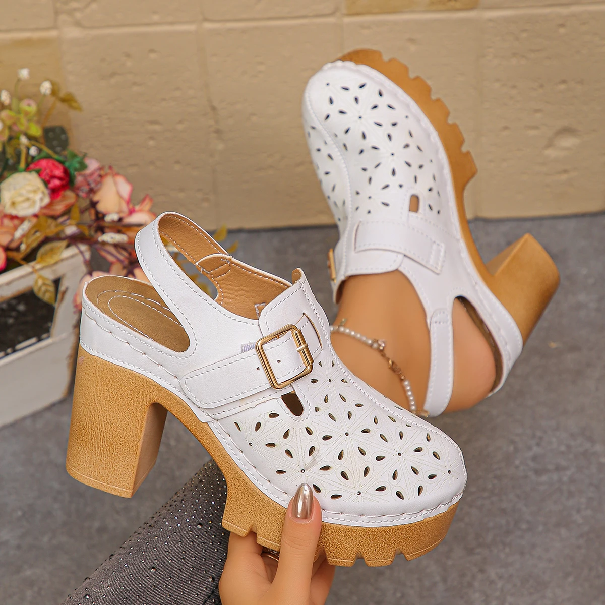 Large Size Women's Thick Heel  – Casual Sandal Leather recenzja i cena