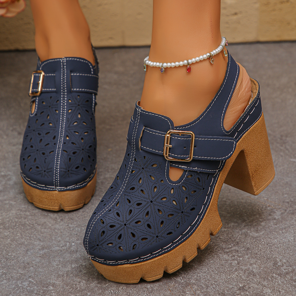 Large Size Women's Thick Heel  – Casual Sandal Leather recenzja i cena