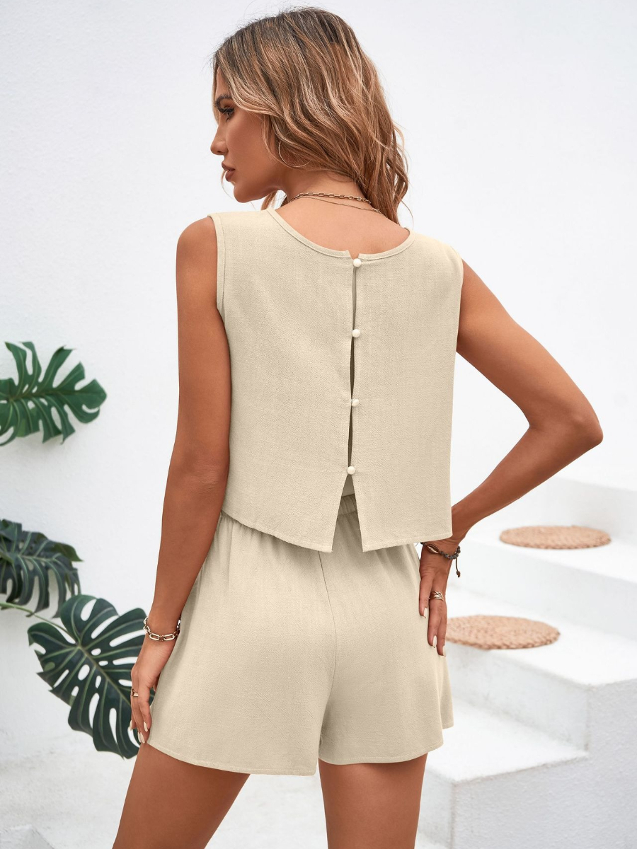 Onecozyday Women Solid Color R – Short Linen Drawstring recenzja i cena