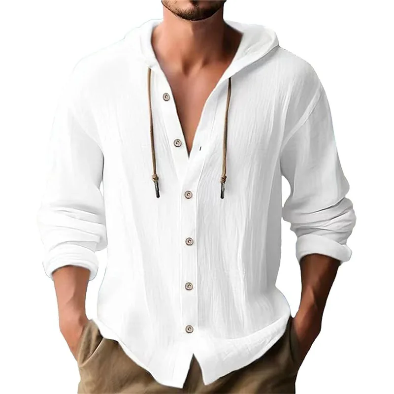 Men's solid color casual long- – Short Linen Drawstring recenzja i cena