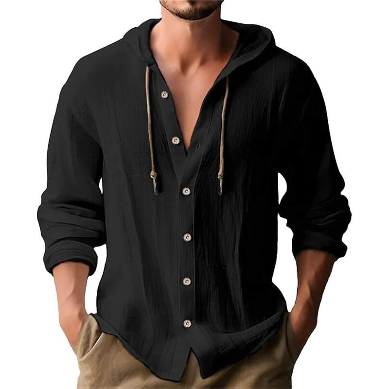 Men's solid color casual long- – Short Linen Drawstring recenzja i cena