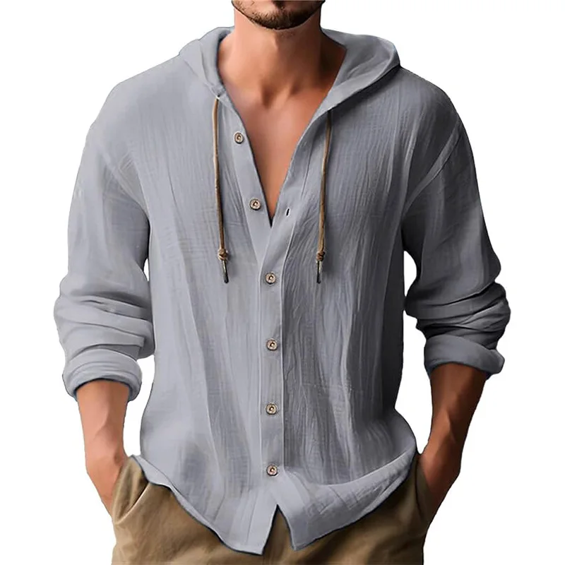 Men's solid color casual long- – Short Linen Drawstring recenzja i cena