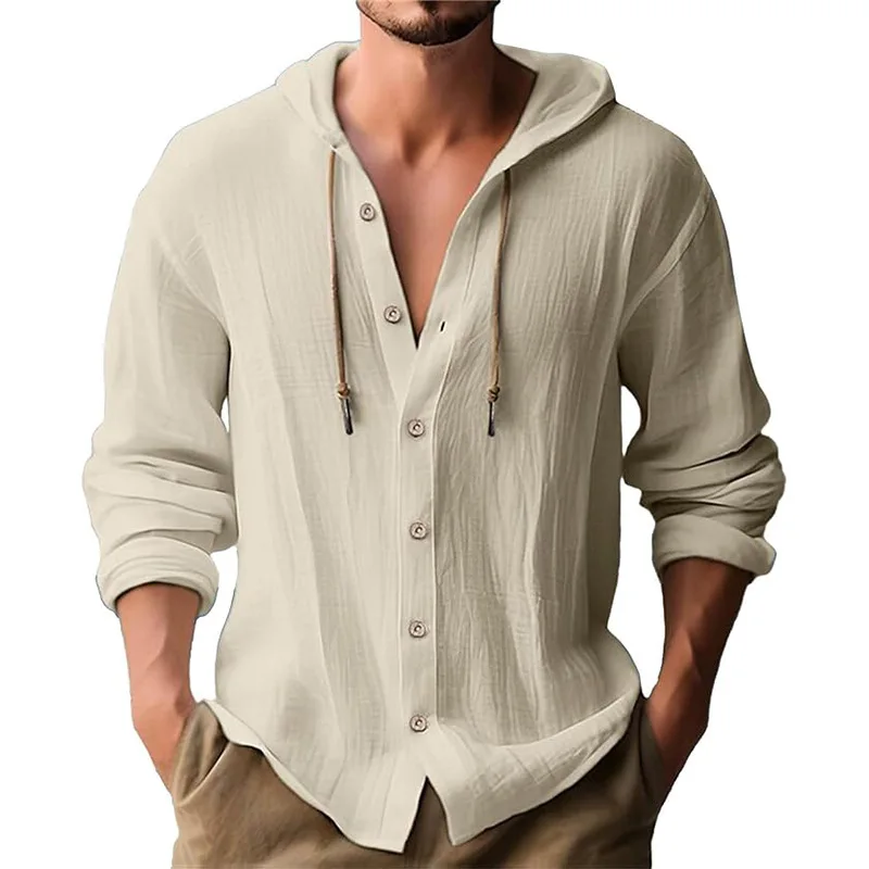 Men's solid color casual long- – Short Linen Drawstring recenzja i cena