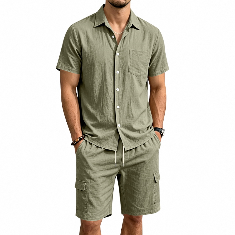Men Summer American Linen Two  – Linen Shirt Breathable recenzja i cena