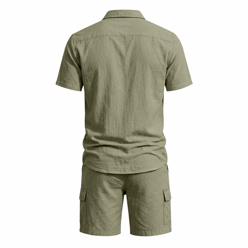 Men Summer American Linen Two  – Linen Shirt Breathable recenzja i cena