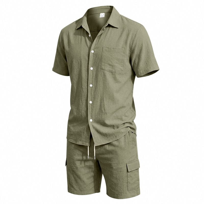 Men Summer American Linen Two  – Linen Shirt Breathable recenzja i cena