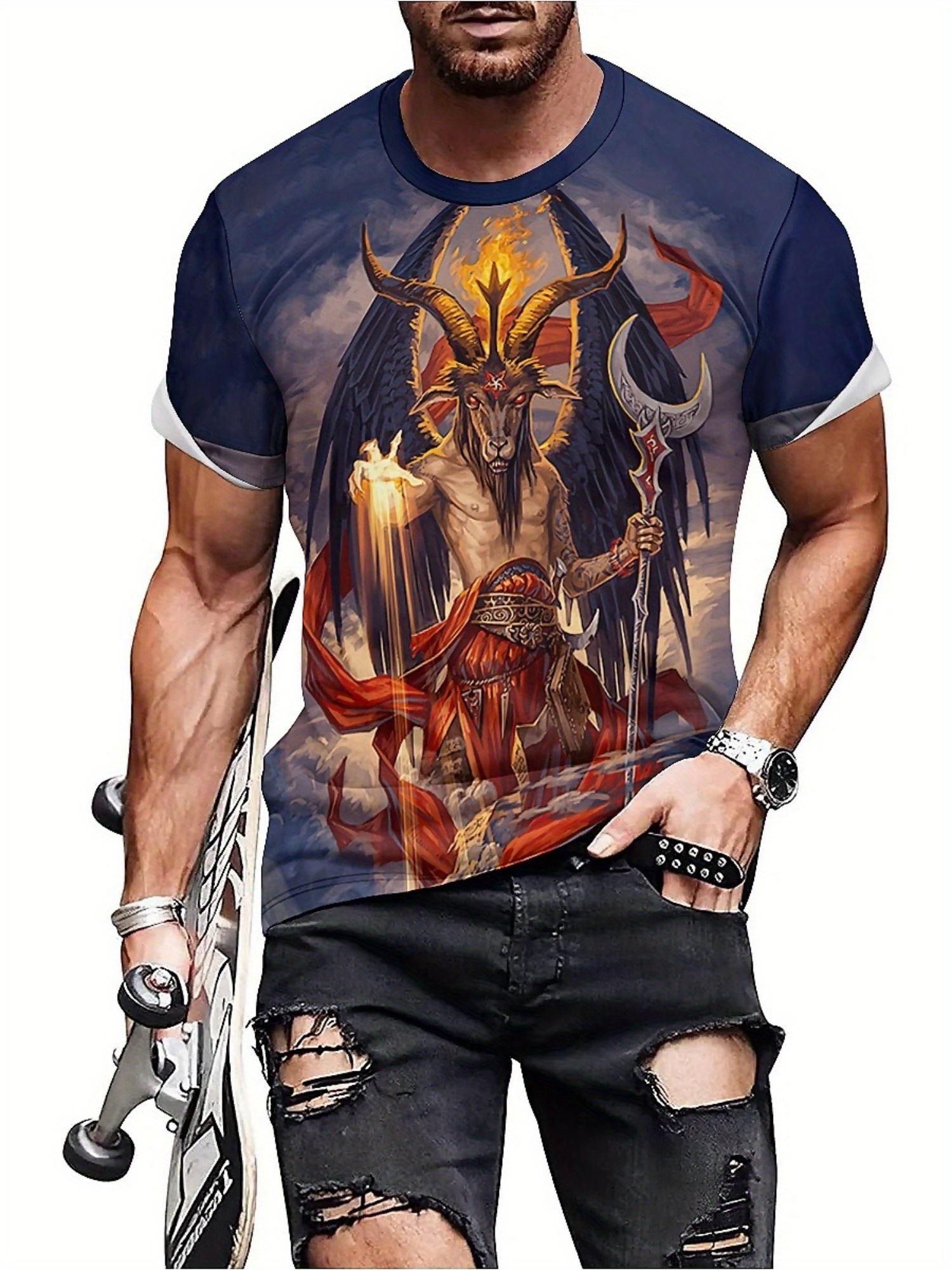 Men's 3D Demon Print T-Shirt | – Tee Graphic Print recenzja i cena
