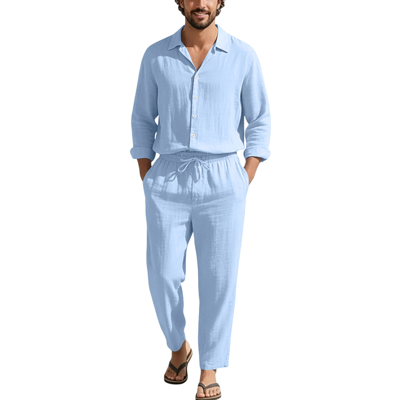 Spring Summer Linen Casual Set – Linen Shirt Breathable recenzja i cena