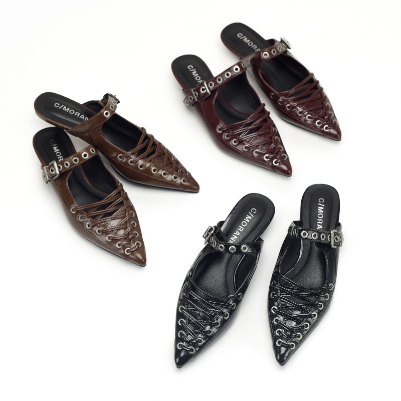 Pointed Toe Lace Up Women Slip – Casual Sandal Leather recenzja i cena